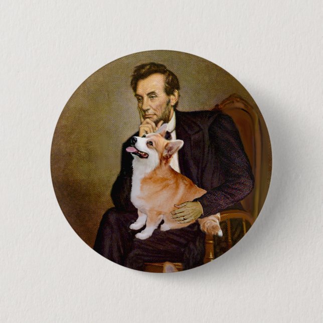 Lincoln - Pembroke Welsh Corgis (two) Pinback Button (Front)