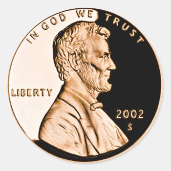 Lincoln Penny 2 Classic Round Sticker by BarbeeAnne at Zazzle