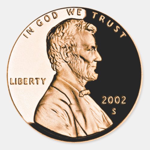 Lincoln Penny 2 Classic Round Sticker