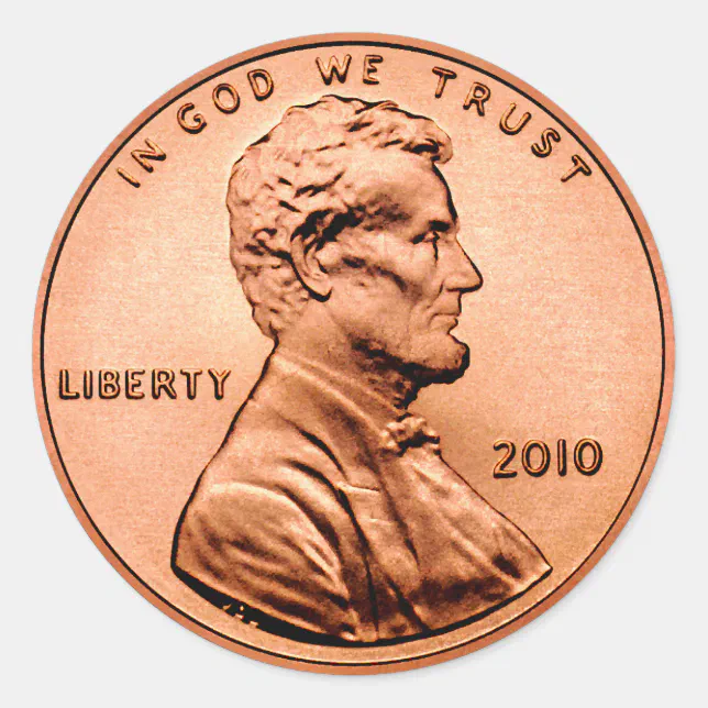 Lincoln Penny Classic Round Sticker (Front)