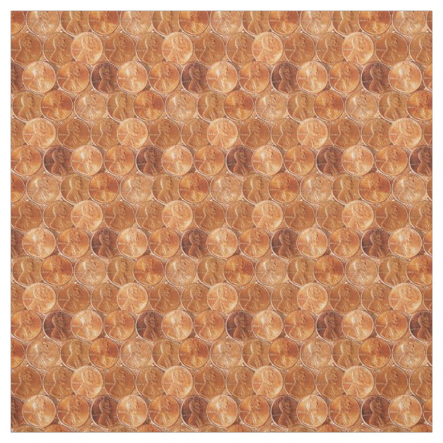 Lincoln penny/pennies copper US coin, penny fabric (Swatch)