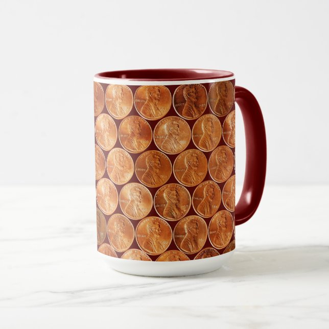 Lincoln penny/pennies copper US coin, penny Mug (Front Right)