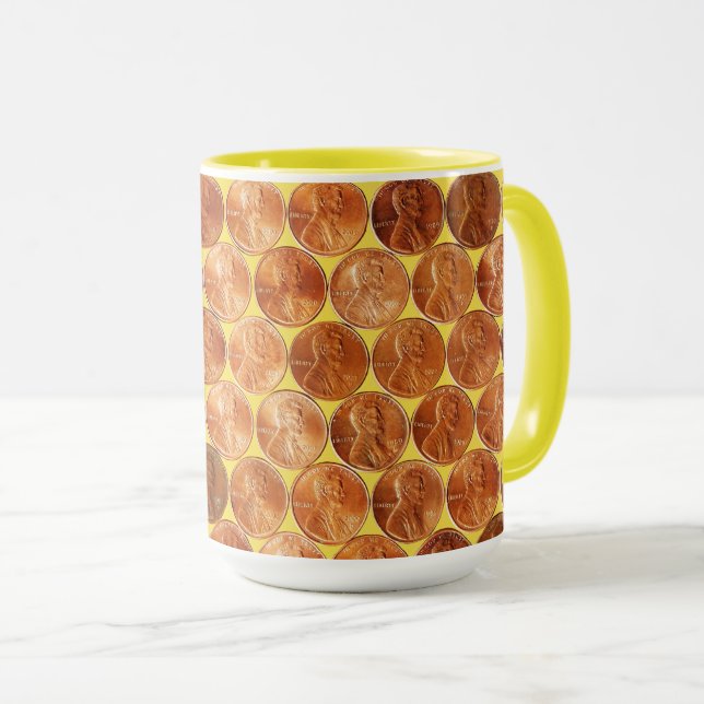 Lincoln penny/pennies copper US coin, penny Mug (Front Right)