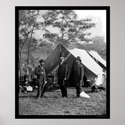 Lincoln Pinkerton and McClernand at Antietam 1862 Poster