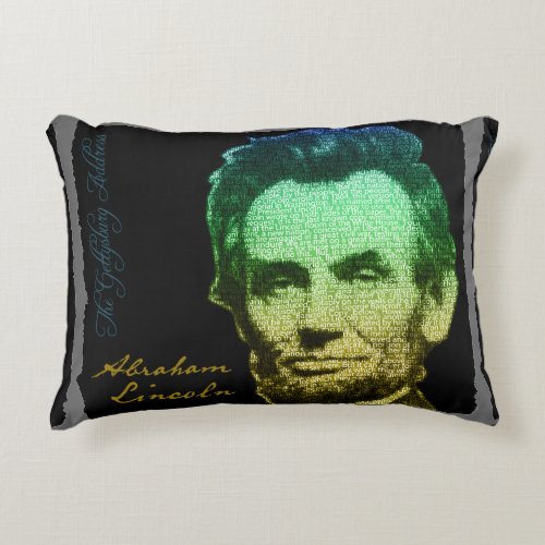 Lincoln Portrait Text Poster Accent Pillow