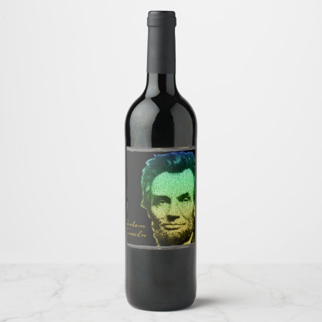 Lincoln Portrait Text Poster Wine Label (Front)