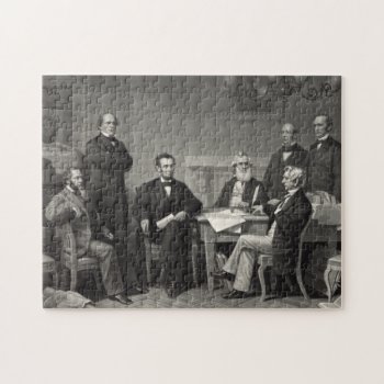Lincoln Reading The Emancipation Proclamation Jigsaw Puzzle by vintageworks at Zazzle