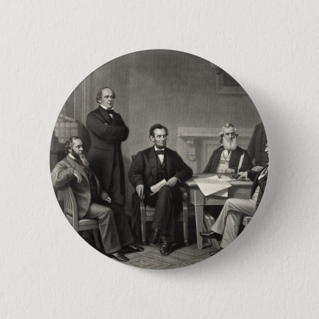 Lincoln Reading the Emancipation Proclamation Pinback Button (Front)