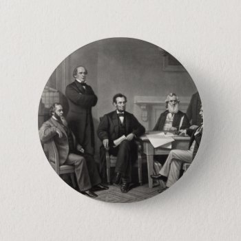 Lincoln Reading The Emancipation Proclamation Pinback Button by vintageworks at Zazzle