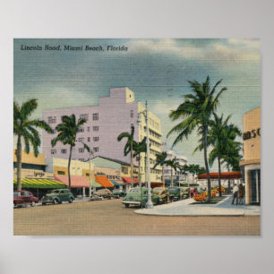 Lincoln Road, Miami Beach, Florida Vintage Poster
