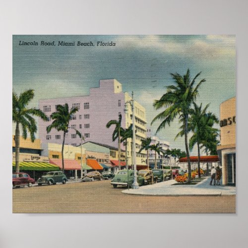 Lincoln Road Miami Beach Florida Vintage Poster