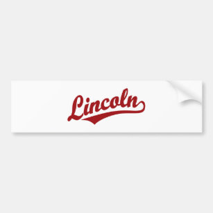 Lincoln script logo in red bumper sticker