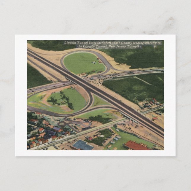 Lincoln Tunnel, NJ Turnpike Exchange Vintage Postcard (Front)