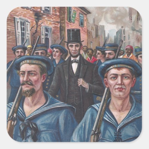 Lincoln Visiting Richmond VA in 1865 Square Sticker