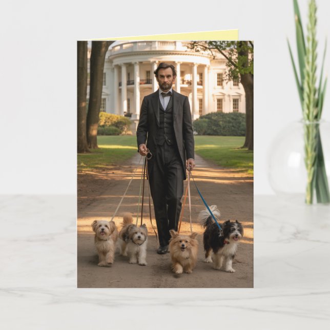 Lincoln Walkin' the Dog Card (Front)
