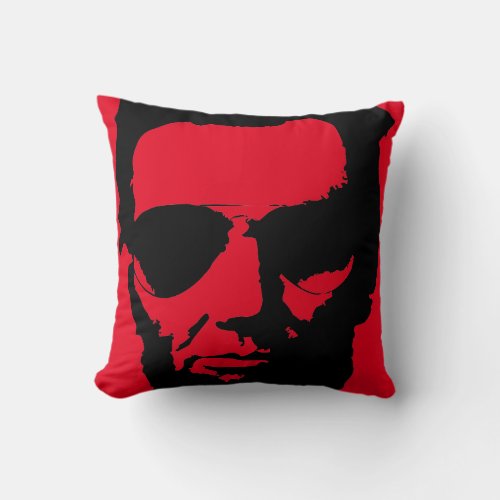 Lincoln with Aviator Sunglasses Hipster Black Throw Pillow