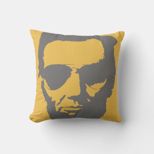 Lincoln with Aviator Sunglasses Hipster Gray Throw Pillow