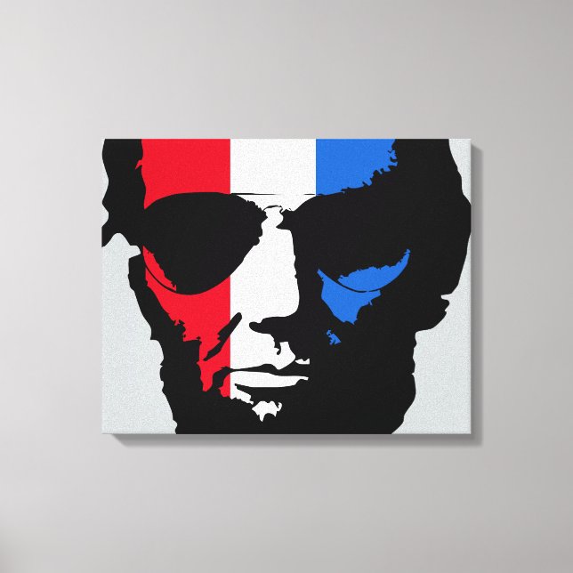 Lincoln with Aviator Sunglasses - Red White Blue Canvas Print (Front)