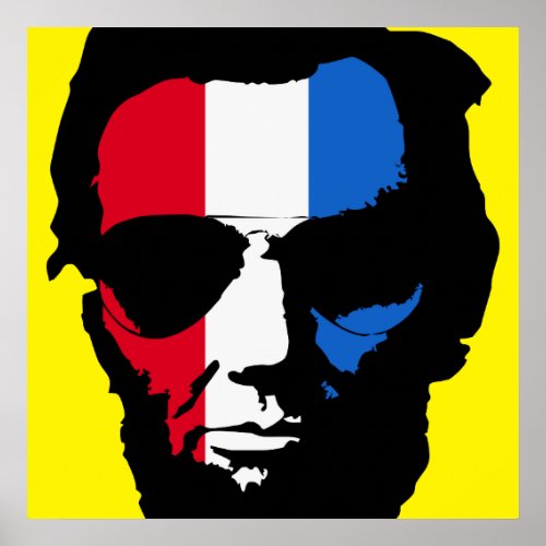 Lincoln with Aviator Sunglasses _ Red White Blue Poster