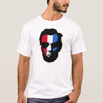 Lincoln With Aviator Sunglasses - Red White Blue T-shirt by SmokyKitten at Zazzle