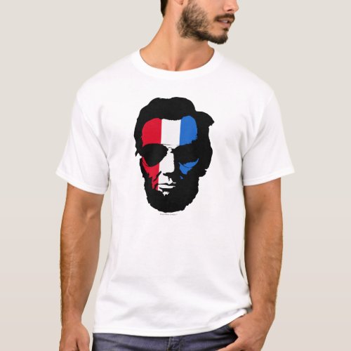 Lincoln with Aviator Sunglasses _ Red White Blue T_Shirt