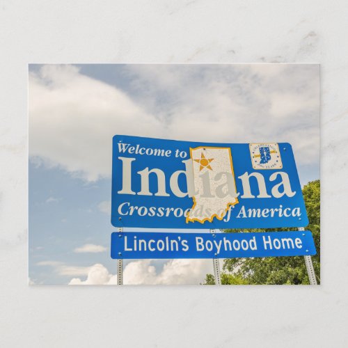 Lincolns Boyhood Home _ Welcome to Indiana Sign Postcard