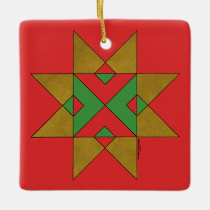 Lincolnshire Auseklis Witch Mark Red and Green Ceramic Ornament