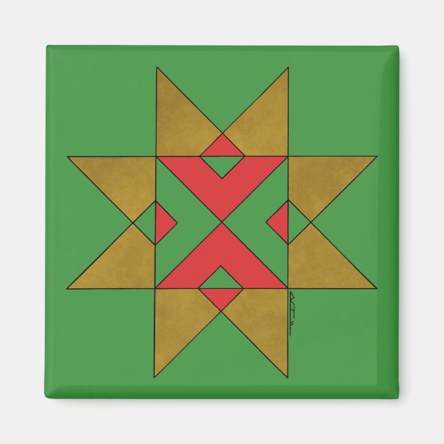 Lincolnshire Auseklis Witch Mark Red and Green Magnet (Front)