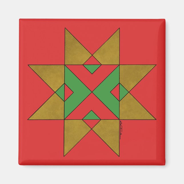 Lincolnshire Auseklis Witch Mark Red and Green Magnet (Front)