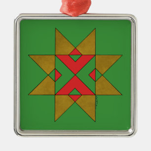 Lincolnshire Auseklis Witch Mark Red and Green Metal Ornament