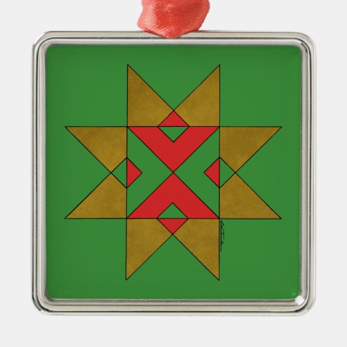 Lincolnshire Auseklis Witch Mark Red and Green Metal Ornament