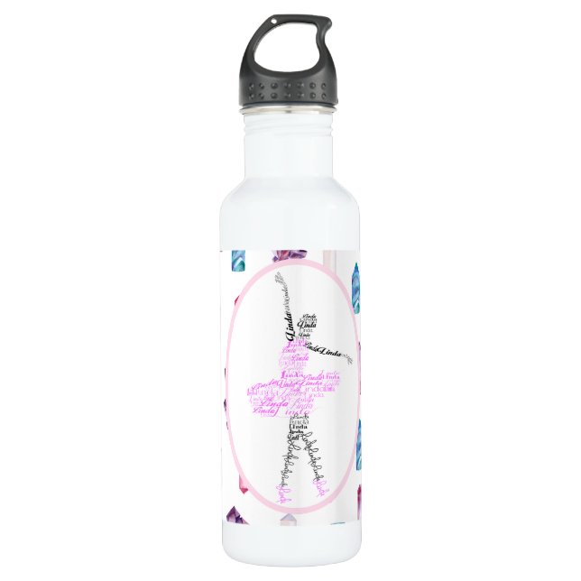 Linda Ballerina Personalized Dancer Gift Stainless Steel Water Bottle (Front)