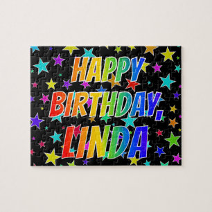 "LINDA" First Name, Fun "HAPPY BIRTHDAY" Jigsaw Puzzle