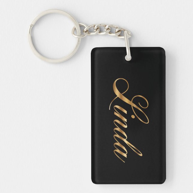 Linda gold Design Lettering Keychain (Front)