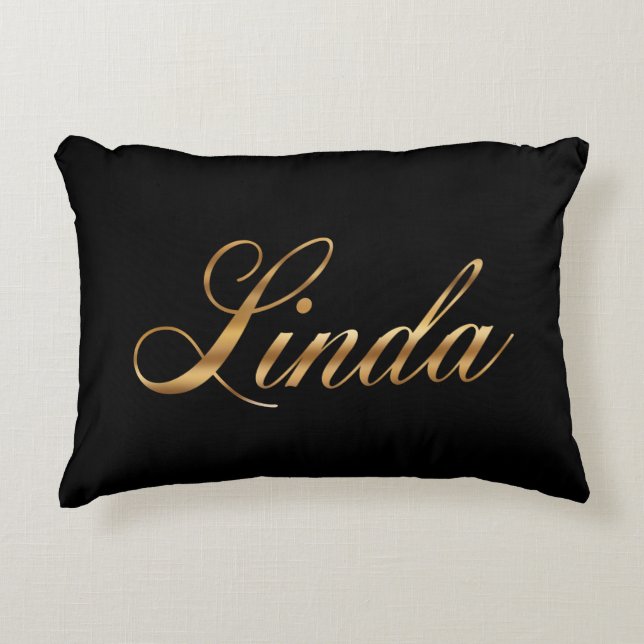 Linda gold Design Lettering Kissen Accent Pillow (Front)