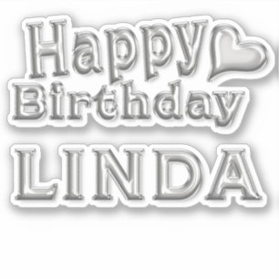 Linda Happy Birthday silver Sticker