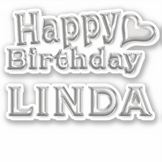 Linda Happy Birthday silver Sticker (Front)