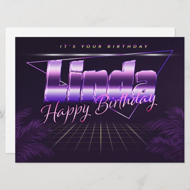Linda Name First name lila retro card Birthday (Front/Back)