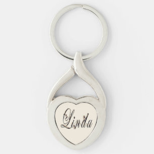 "Linda" Name Made With White Tigers, Keychain