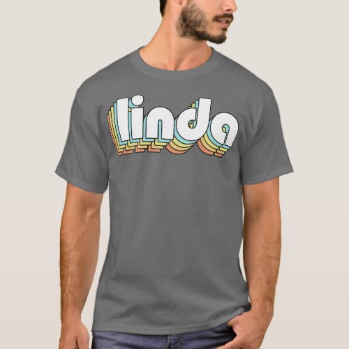 Linda Retro Rainbow Typography Faded Style T_Shirt