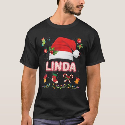 Linda Santa Claus Hat Family Merry Christmas Xmas T_Shirt