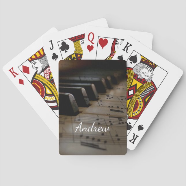 Linda T (1) Antique Music Piano Keys  Poker Cards (Back)