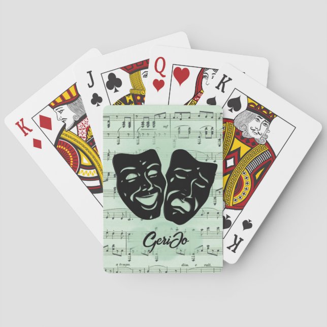 Linda T (2) Green Music and Theater  Poker Cards (Back)