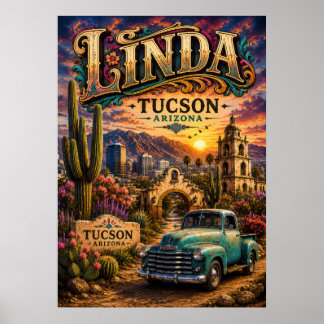 Linda Tucson Arizona Personalized Southwestern Des Poster