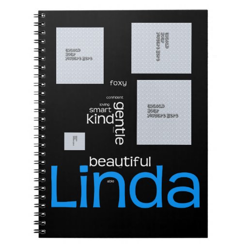 Linda Word Art Photo Template Notebook | Zazzle