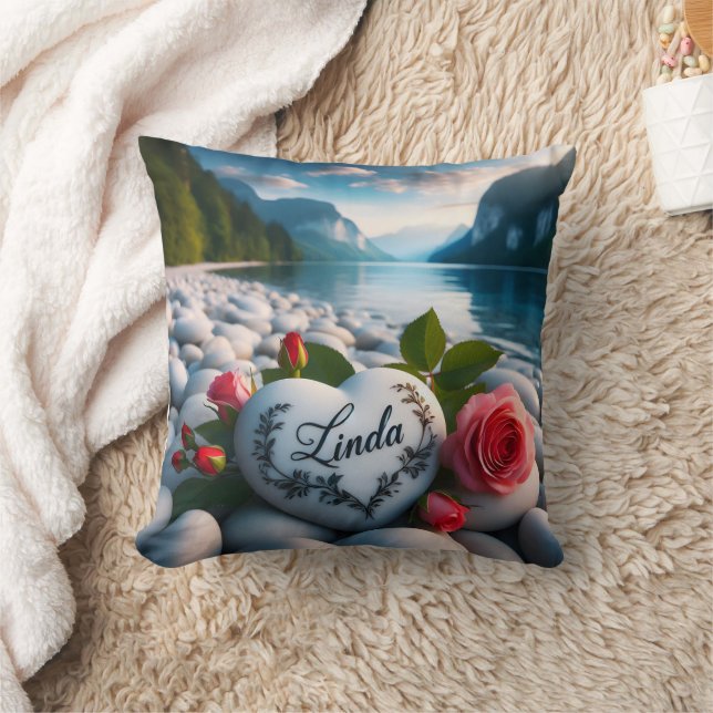 Linda's Heart at Sunrise Throw Pillow (Blanket)