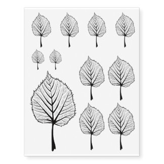 Linden Leaf Outline Art - Botanical Drawing Temporary Tattoos