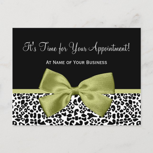 Linden Leopard Print Salon Appointment Reminder Postcard (Front)