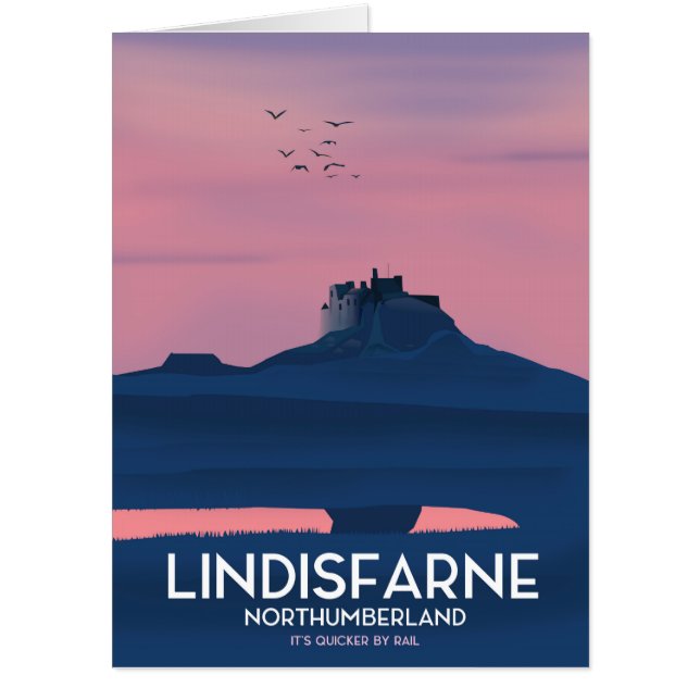 Lindisfarne Northumberland Castle travel poster. Card (Front)