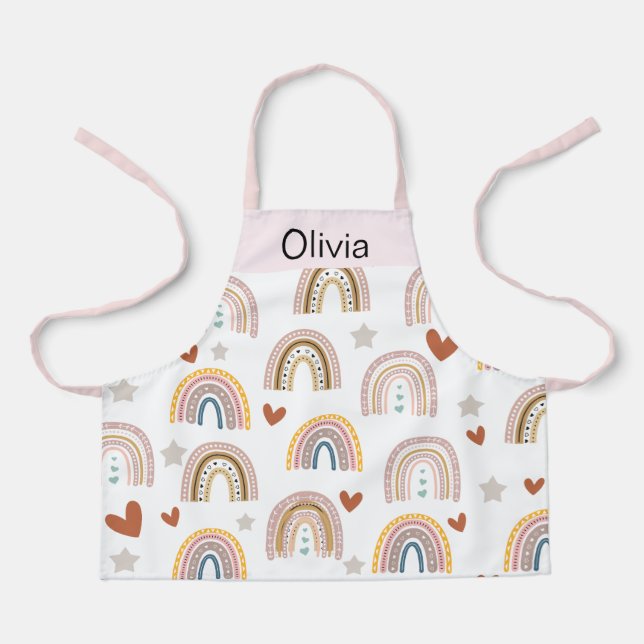 Lindo Arcoiris Boho Acuarela Multicolor  Apron (Front)